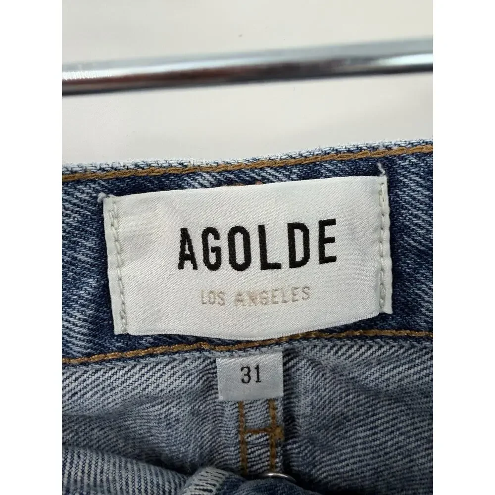 AGOLDE Women’s Parker Long Cotton Denim Shorts Cut Offs Anthropologie Size 31